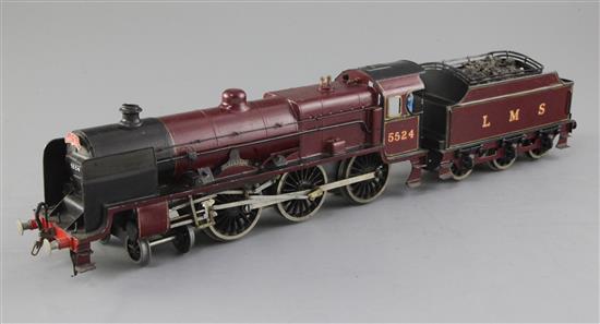 A Bassett-Lowke 4-6-0 LMS Patriot Class tender locomotive, Blackpool, number 5524, crimson livery overall 46cm